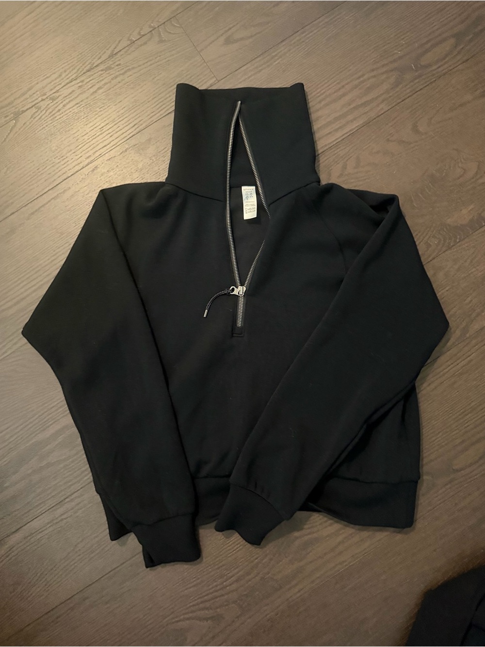 Spanx Black Half-Zip Funnel Neck Women's Sweater